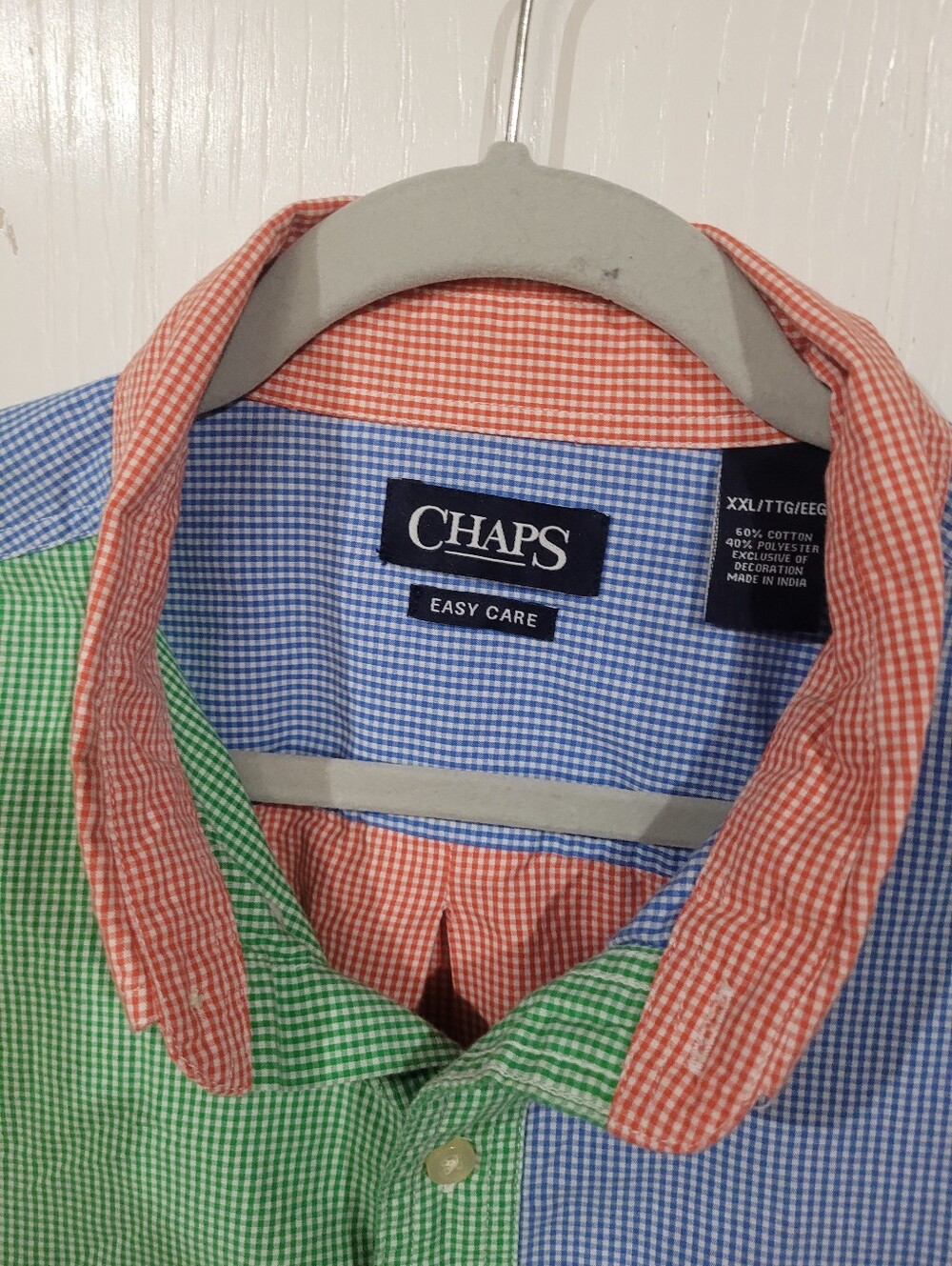 Chaps Mens Vintage Colorblock Gingham Button-Down Shirt Green Blue Red Size XXL - Picture 7 of 9